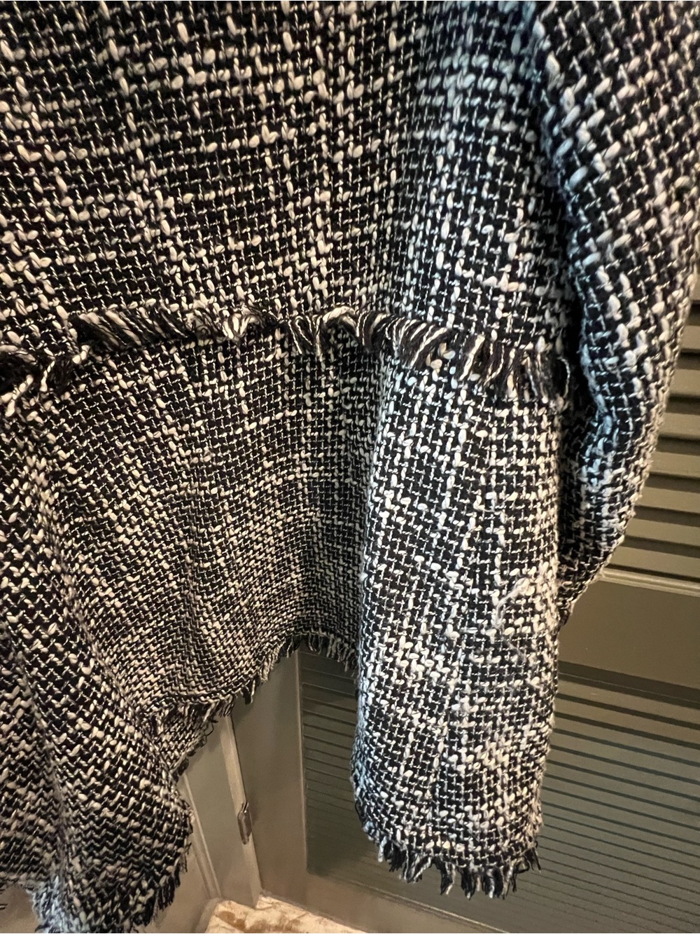 INC International Concepts Black & White Tweed Fringe Blazer - Picture 8 of 8